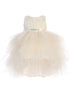 Baby Girls Champagne Lace Bodice Beaded Sash Hi-Low Flower Girl Dress 6-24M - SophiasStyle.com