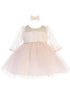 Baby Girls Blush Three Quarter Lace Sleeve Tulle Flower Girl Dress 6-24M - SophiasStyle.com