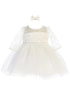 Baby Girls Ivory Three Quarter Lace Sleeve Tulle Flower Girl Dress 6-24M - SophiasStyle.com