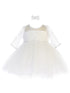 Baby Girls White Three Quarter Lace Sleeve Tulle Flower Girl Dress 6-24M - SophiasStyle.com