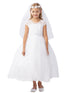 Big Girls White Lace Tulle Rhinestone Plus Size Communion Dress 6X-20X - SophiasStyle.com