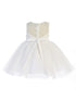 Baby Girls White Illusion Neckline Bow Satin Sash Flower Girl Dress 6-24M - SophiasStyle.com