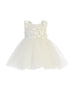 Baby Girls Ivory Shiny 3D Lace Bodice Mesh Skirt Flower Girl Dress 6-24M - SophiasStyle.com