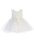 Baby Girls White Shiny 3D Lace Bodice Mesh Skirt Flower Girl Dress 6-24M - SophiasStyle.com