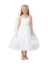 Big Girls White Illusion Neck Pearl Adorned Waist Junior Bridesmaid Dress 8-16 - SophiasStyle.com
