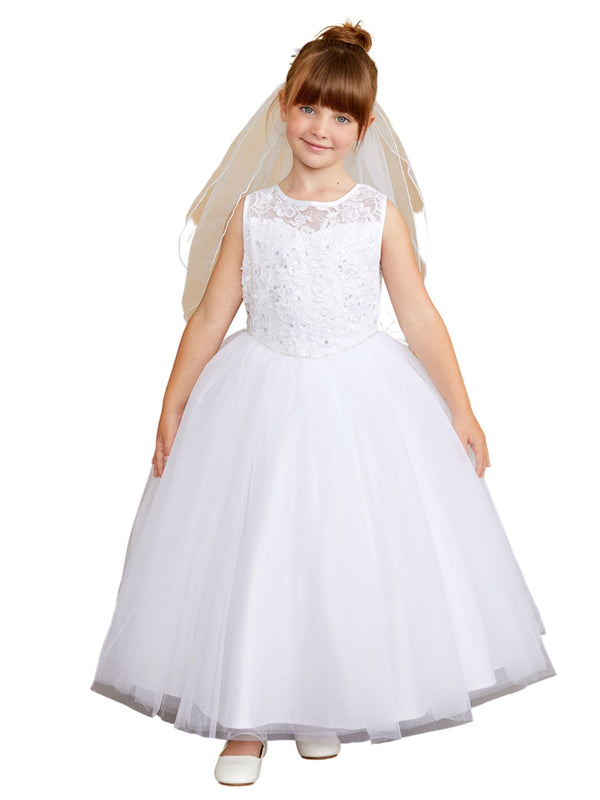 Tip Top Kids Girls Lace Applique Rhinestone Special Occasion Dress, Sizes 6M-16 - SophiasStyle.com