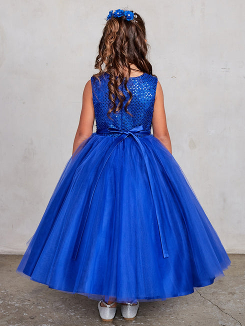 Girl Multi Color Criss Cross Pearl Tulle Junior Bridesmaid Dress 2-16 - SophiasStyle.com