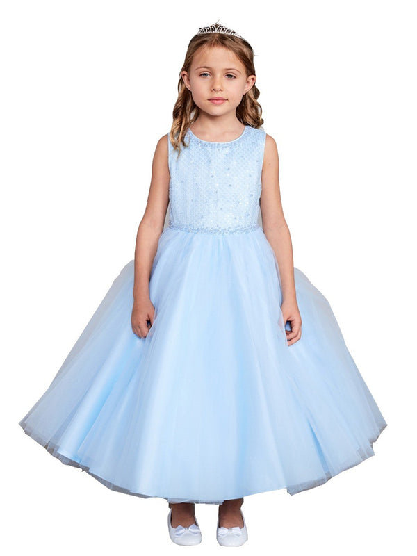 Girl Multi Color Criss Cross Pearl Tulle Junior Bridesmaid Dress 2-16 - SophiasStyle.com