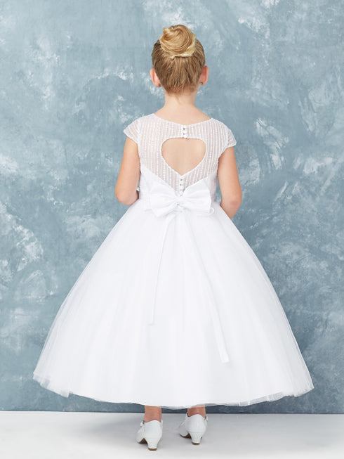 Tip Top Kids Big Girls White Cap Sleeves Lace Embroidered Communion Dress 7-20 - SophiasStyle.com