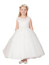 Tip Top Kids Big Girls Ivory Illusion Neck Lace Communion Dress 8-14 - SophiasStyle.com