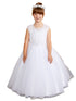 Tip Top Kids Girls White Cap Sleeve Lace Embroidery Special Occasion Dress, Sizes 2-14 - SophiasStyle.com