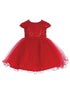 Tip Top Kids Baby Girls Red Criss Cross Sequin Pearls Flower Girl Dress 6-24M - SophiasStyle.com