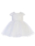 Tip Top Kids Baby Girls White Criss Cross Sequin Pearls Flower Girl Dress 6-24M - SophiasStyle.com