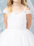 Tip Top Kids Big Girls White Off-Shoulder Lace Tulle Communion Dress 8-14 - SophiasStyle.com