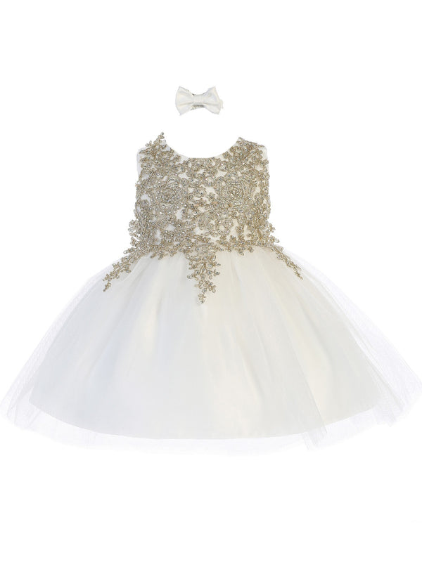 Tip Top Kids Baby Girls Ivory Lace Applique Tulle Pageant Dress 6-24M - SophiasStyle.com