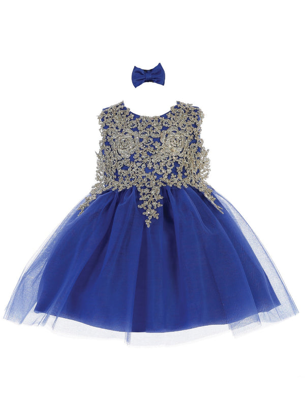 Tip Top Kids Baby Girls Royal Blue Lace Applique Tulle Pageant Dress 6-24M - SophiasStyle.com