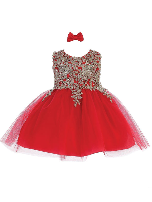 Tip Top Kids Baby Girls Red Lace Applique Tulle Pageant Dress 6-24M - SophiasStyle.com