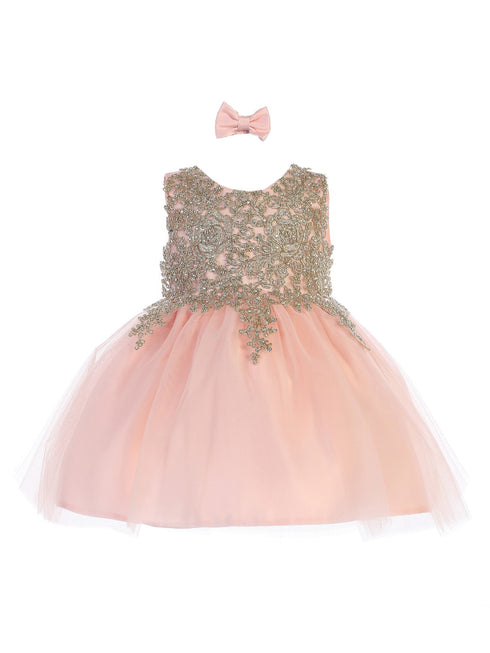 Tip Top Kids Baby Girls Blush Lace Applique Tulle Pageant Dress 6-24M - SophiasStyle.com