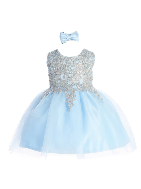 Tip Top Kids Baby Girls Sky Blue Lace Applique Tulle Pageant Dress 6-24M - SophiasStyle.com