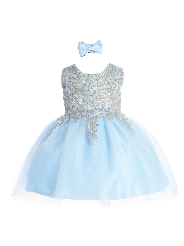 Tip Top Kids Baby Girls Sky Blue Lace Applique Tulle Pageant Dress 6-24M - SophiasStyle.com