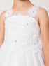 Girls White Illusion Neck Embroidered Tulle Junior Bridesmaid Dress 2-14 - SophiasStyle.com
