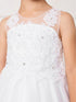Little Girls Ivory Illusion Neck Embroidered Tulle Bow Flower Girl Dress 2-6 - SophiasStyle.com