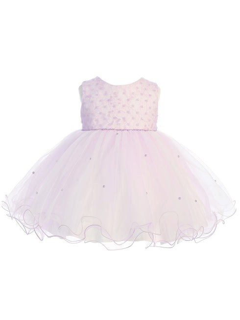 Baby Girls Lilac Criss Cross Pearl Wired Tulle Flower Girl Dress 0M-24M - SophiasStyle.com