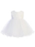 Baby Girls White Criss Cross Pearl Wired Tulle Flower Girl Dress 0M-24M - SophiasStyle.com