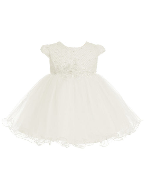 Baby Girls Multi Color Waffle Pattern Pearls Lace Flower Girl Dress 0M-24M - SophiasStyle.com