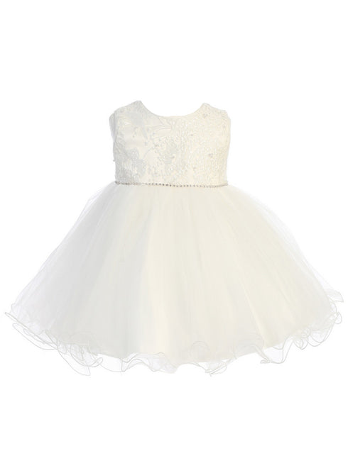 Baby Girls Multi Color Lace Bodice Rhinestone Wired Hem Flower Girl Dress 6M-24M - SophiasStyle.com