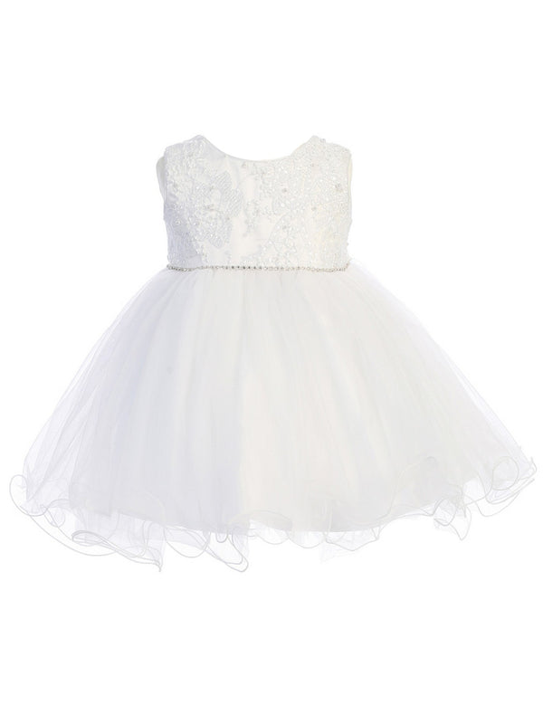 Baby Girls Multi Color Lace Bodice Rhinestone Wired Hem Flower Girl Dress 6M-24M - SophiasStyle.com