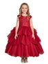 Girls Multi Colors Illusion Neckline Floral Layered Junior Bridesmaid Dress 2-16 - SophiasStyle.com