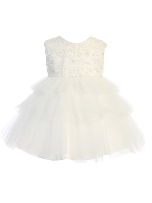 Baby Girls Multi Color Illusion Neckline Floral Layered Flower Girl Dress 6-24M - SophiasStyle.com