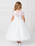 Big Girls White Illusion Neckline Floral Mesh Junior Bridesmaid Dress 8-18 - SophiasStyle.com