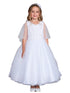 Girls Multi Color Lace Applique Cape Mesh Overlay Communion Dress 2-12 - SophiasStyle.com