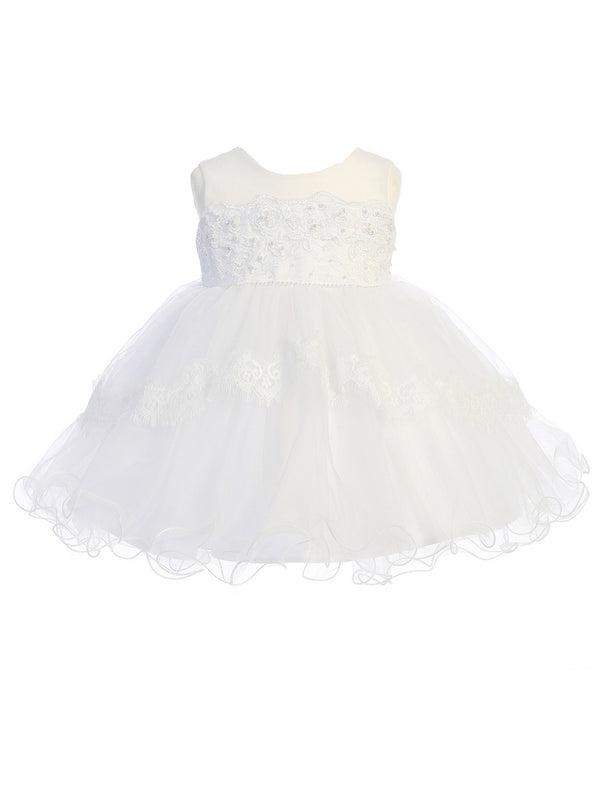 Baby Girls Multi Color Illusion Neckline Lace Peplum Flower Girl Dress 6-24M - SophiasStyle.com