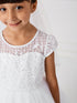 Big Girls White Cap Sleeved Antique Lace Mesh Communion Dress 7-18 - SophiasStyle.com