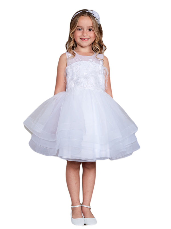 Girls Multi Color Illusion Neck Lace Tulle Overlay Junior Bridesmaid Dress 2-12 - SophiasStyle.com