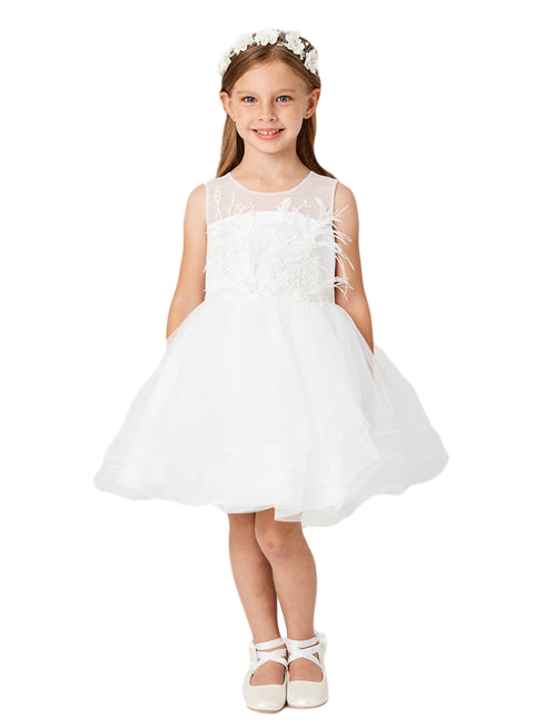 Girls Multi Color Illusion Neck Lace Tulle Overlay Junior Bridesmaid Dress 2-12 - SophiasStyle.com