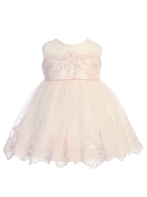 Baby Girls Multi Color Lace Illusion Neck Flower Girl Dress 6M-24M - SophiasStyle.com