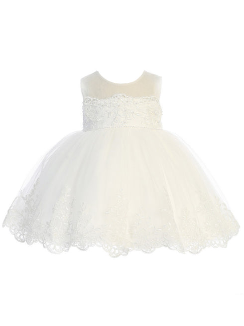 Baby Girls Multi Color Lace Illusion Neck Flower Girl Dress 6M-24M - SophiasStyle.com