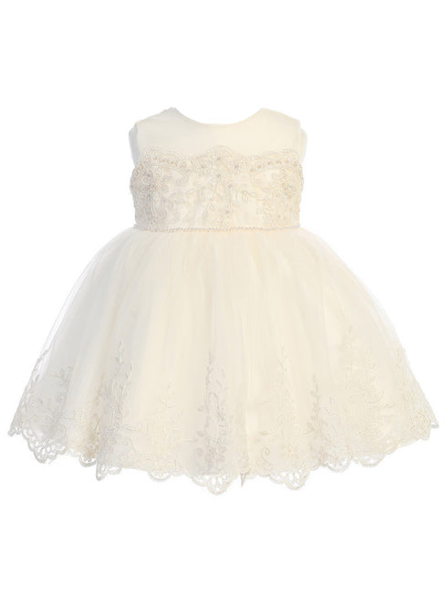 Baby Girls Multi Color Lace Illusion Neck Flower Girl Dress 6M-24M - SophiasStyle.com