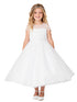 Girls Multi Color Illusion Neck Cap Sleeves Beaded Tulle Communion Dress 2-16 - SophiasStyle.com