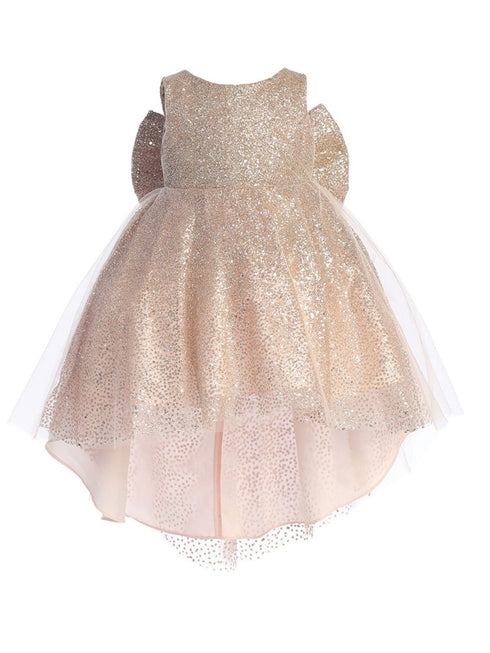 Tip Top Kids Girls Sparkling Full Length Dress with Tail and Large Bow Accent, Sizes 6 Months-12 - SophiasStyle.com