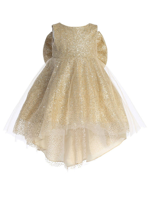 Tip Top Kids Girls Sparkling Full Length Dress with Tail and Large Bow Accent, Sizes 6 Months-12 - SophiasStyle.com