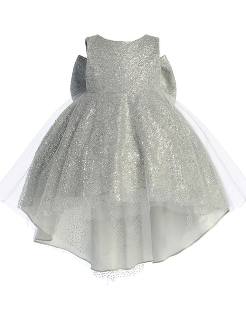 Tip Top Kids Girls Sparkling Full Length Dress with Tail and Large Bow Accent, Sizes 6 Months-12 - SophiasStyle.com