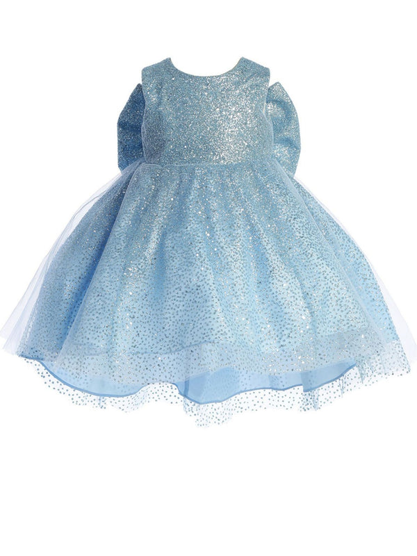 Tip Top Kids Girls Sparkling Full Length Dress with Tail and Large Bow Accent, Sizes 6 Months-12 - SophiasStyle.com