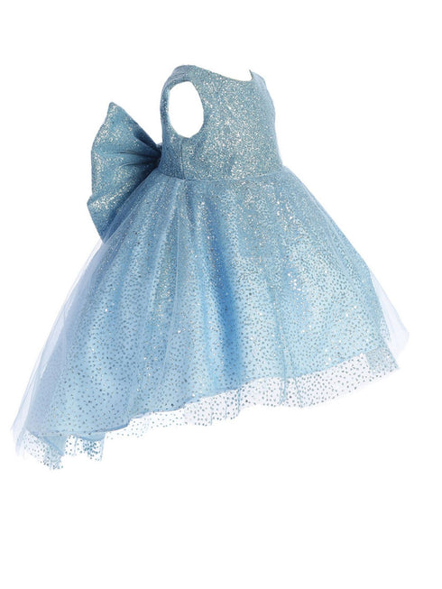 Tip Top Kids Girls Sparkling Full Length Dress with Tail and Large Bow Accent, Sizes 6 Months-12 - SophiasStyle.com