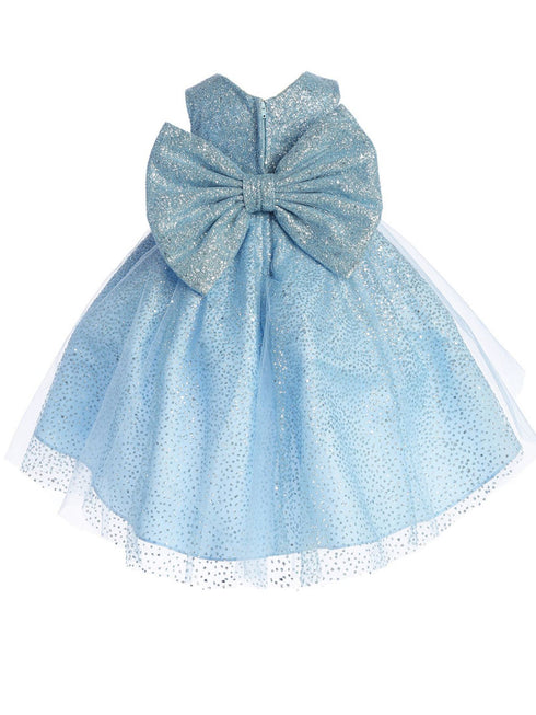 Tip Top Kids Girls Sparkling Full Length Dress with Tail and Large Bow Accent, Sizes 6 Months-12 - SophiasStyle.com