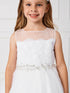 Big Girls White Illusion Neck Lace Tulle Overlay Communion Dress 8-14 - SophiasStyle.com
